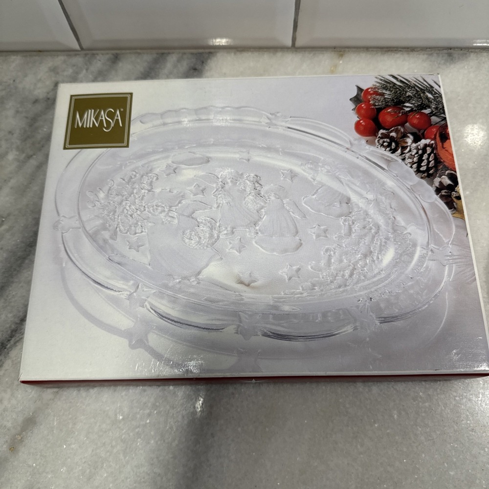 Mikasa "Holiday Lights" Sweet Dish 9" Clear Glass Candy/‎ Serving Dish NEW